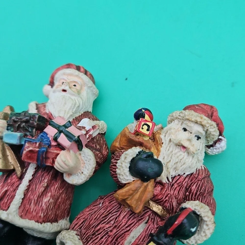 Set Of 2 Vintage Christmas Santa Claus Refrigerator Magnets